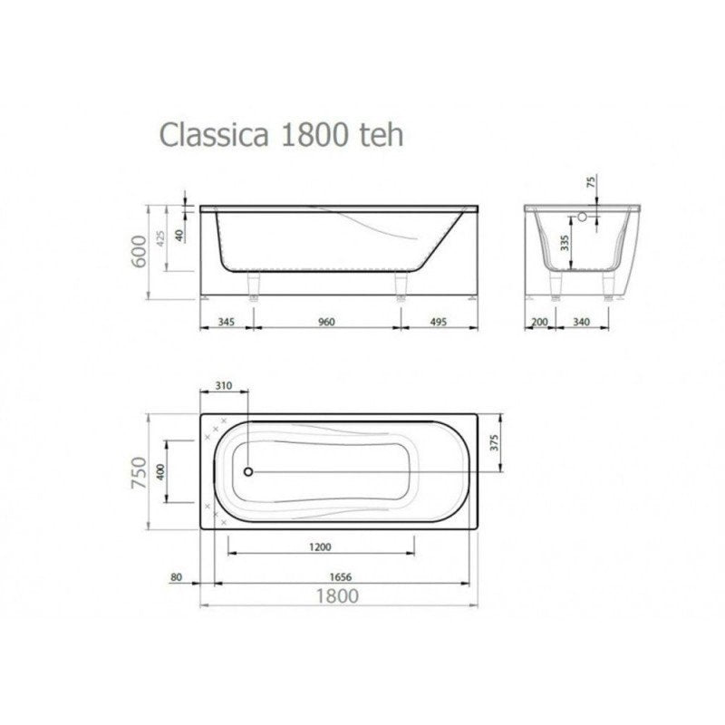 VISPOOL CLASSICA 180 vonios fasadinis skydas