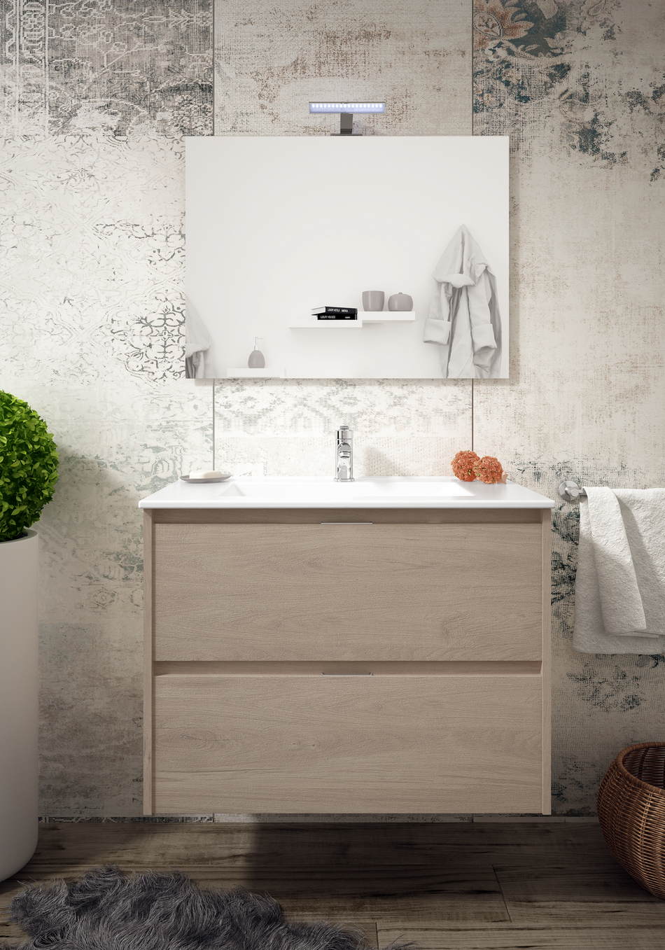 Vonios baldų komplektas TEKA INCA COMBO 2D 1000, ąžuolas