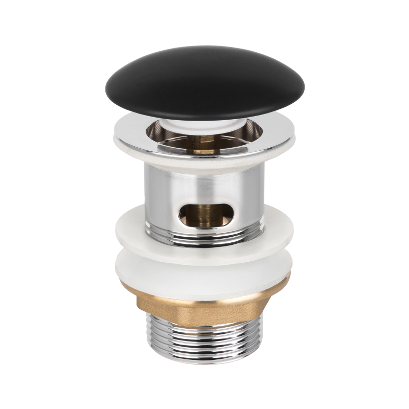 Dugno vožtuvas praustuvui INVENA MATT BLACK, su perpilymu