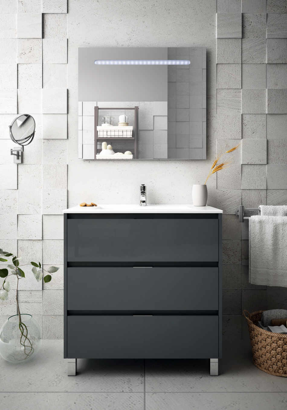 Vonios spintelė be praustuvo TEKA INCA 3D 100 GRAPHITE