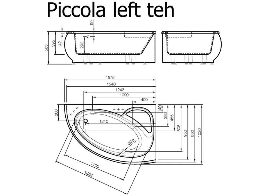 VISPOOL PICCOLA LEFT vonios fasadinis skydas
