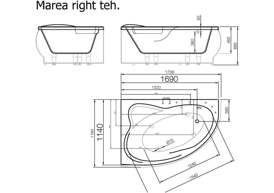 VISPOOL MAREA RIGHT vonios fasadinis skydas