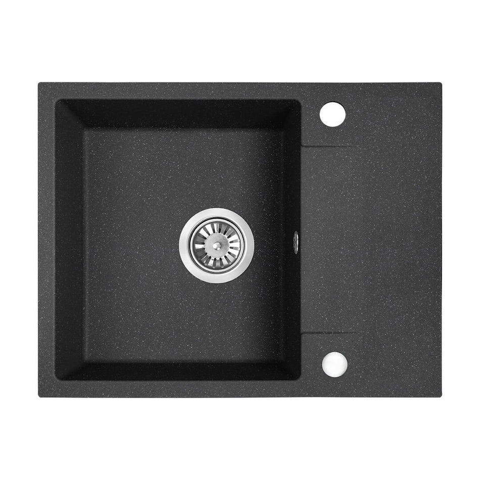 Įleidžiama akmens masės plautuvė RAB 1B 1/2D 44x56 BLACK