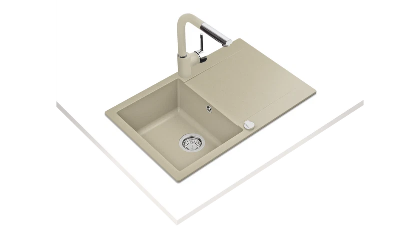 CLIVO 45 B-TG Granitinė plautuvė gelsva, juoda, ALU ( pilka )